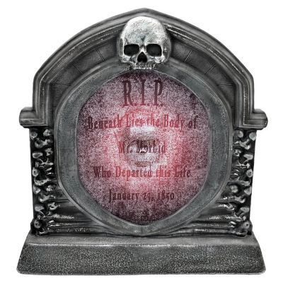 Haunted Hill Farm 2.4 ft. Motion Activated White Red LED Animatronic Pushout Skull Tombstone