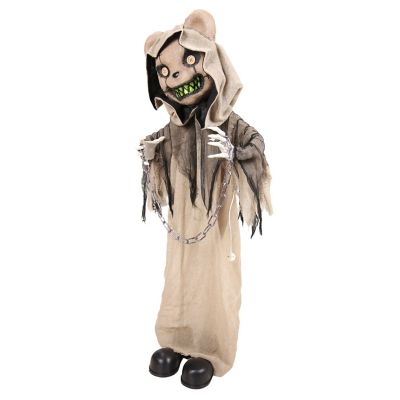 Haunted Hill Farm 3.3 ft. Moving Body Red LED Eyes Animatronic Standing Animated Burlap Bear