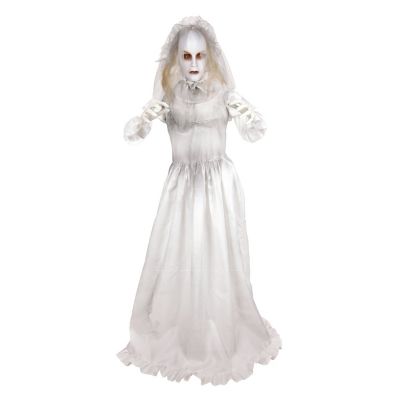 Haunted Hill Farm 5.5 ft. Turning Head Red LED Eyes Animatronic Standing Double Face Bride