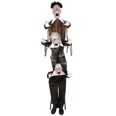 Haunted Hill Farm 5 ft. 8 in. Moving Head Red LED Eyes Animatronic Standing Animated Triple Zombie Boys
