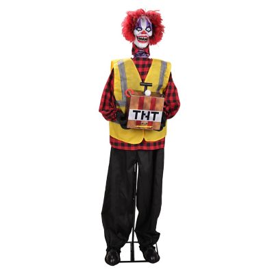 Haunted Hill Farm 5.6 ft. Moving Body Halloween Animatronic Standing Animated Clown Courier