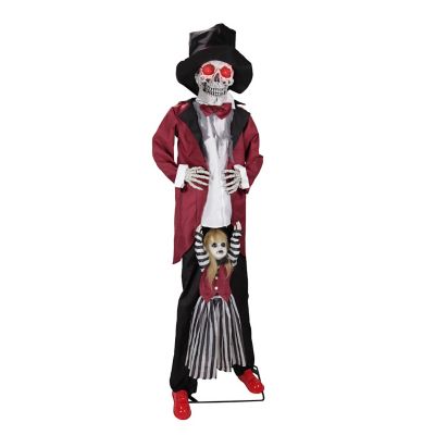 Haunted Hill Farm 7.1 ft. Swinging Arms and Head Red LED Eyes Animatronic Stilted Walker