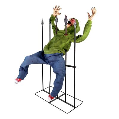 Haunted Hill Farm 4.4 ft. Life-Size Voice-Sensor Animatronic Impaled Zombie Halloween Prop