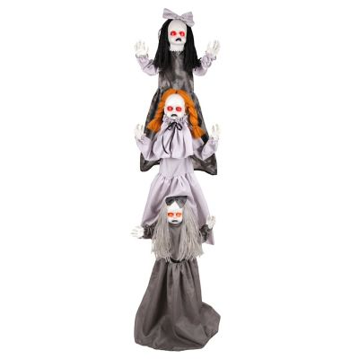Haunted Hill Farm 5 ft. 9 in. Moving Head Red LED Eyes Animatronic Standing Animated Triple Zombie Girls