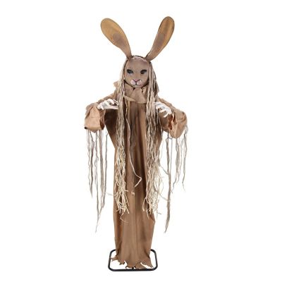 Haunted Hill Farm 5 ft. 7 in. Moving Body Red LED Eyes Animatronic Standing Animated Rabbit