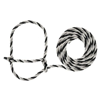Weaver Livestock Cattle Rope Halter, Black/Gray/Marshmallow