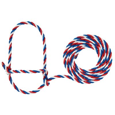 Weaver Livestock Cattle Rope Halter, Blue/Red/White