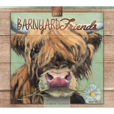 Brown Trout Barnyard Friends 2027 Linen Env Brush Dance Foil