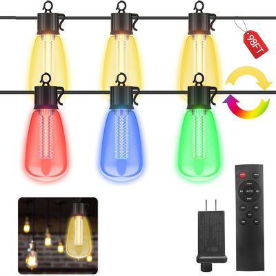Avatar Controls 98 ft. 40 Bulbs ST38 Plug-in String Lights RGB Multicolor Warm White with Remote