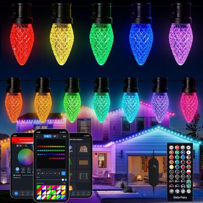 Avatar Controls Smart RGB Programmable C9 Faceted Strawberry String Lights Multicolor Changing Hello Fairy App-controlled