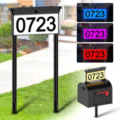 Avatar Controls 2 in 1 Solar Address Sign 12 Color Changing Light LED Outdoor Yard Lighted House Numbers