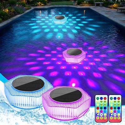 Avatar Controls Solar Floating Pool Lights RGB Color Changing IP68 Waterproof, 2 pk.