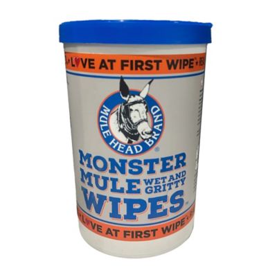 Mule Head Brand Monster Mule Wipes, Double-Sided Wet & Heavy Duty Cleaning Wipes for Grease, Paint & More, 72 ct.