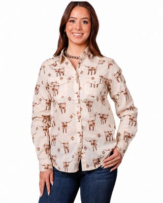 Cotton and Rye Western Novelty Longhorn Print Top
