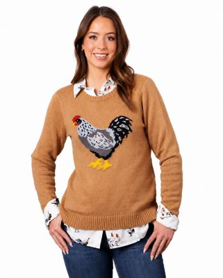 Cotton and Rye Jacquard Chicken Sweater