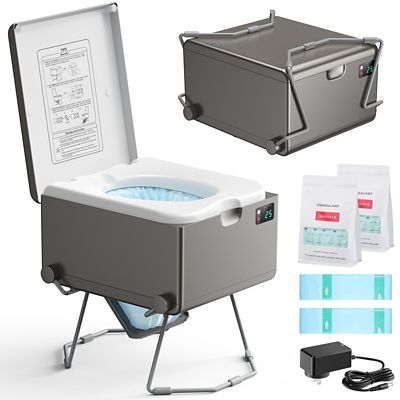 Modiwell Dry Flush Toilet-Waterless, Odorless, Portable Rechargeable for RV, Van, Boat, Tiny House, Off-Grid