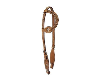 Tahoe Tack Tahoe Crystal Cross One Ear Headstall Hand Tooled