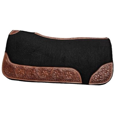 Tahoe Tack Western Wool Felt Saddle Pad with Designer Flower Tooling Durable, Moisture-Wicking Pad for Comfort & Style