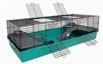 Zylina Healthy Habitat Small Animal Cage 60 x 24in. Deluxe Kit, 32oz. Waterer/Shelf/Ramp/Crock/Manger, 2 Sets