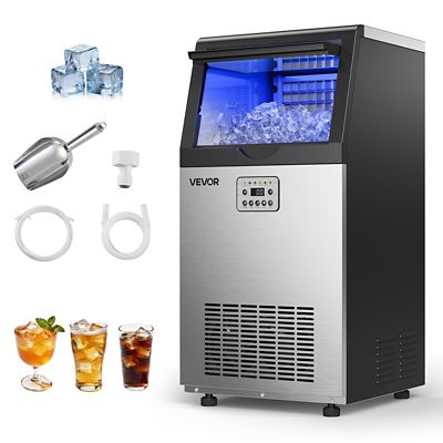 VEVOR Commercial Ice Maker Machine, 100 lb./24h with 30 lb. Storage Capacity