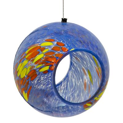 Sunnydaze Decor Glass Fly-Through Bird Feeder Solar, Fire and Ice