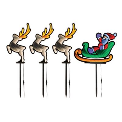 Melrose International Santa and Sleigh Pathway Light Ekkolight, 4 pc.
