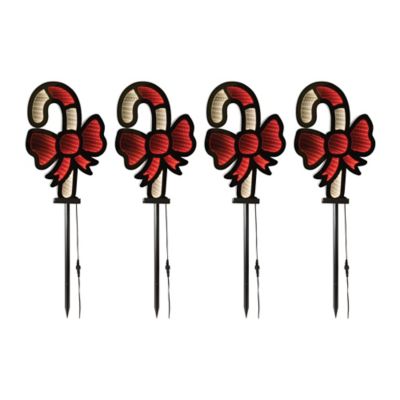 Melrose International Candy Cane Pathway Light Ekkolight, 4 pc.