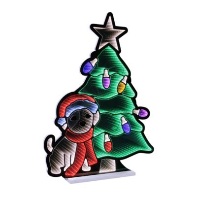 Melrose International Puppy with Christmas Tree Ekkolight, 35 in. H