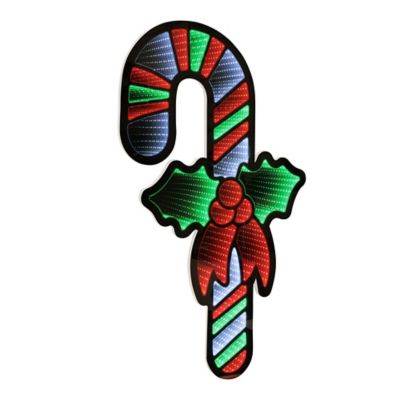 Melrose International Hanging Candy Cane with Holly Ekkolight 35 in. H