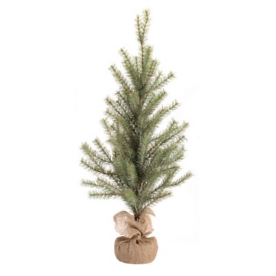 Melrose International Glittered Pine Tree in Burlap 36 in. H