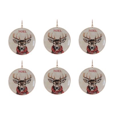 Melrose International Iron Disc Deer Ornament, 6 pc.