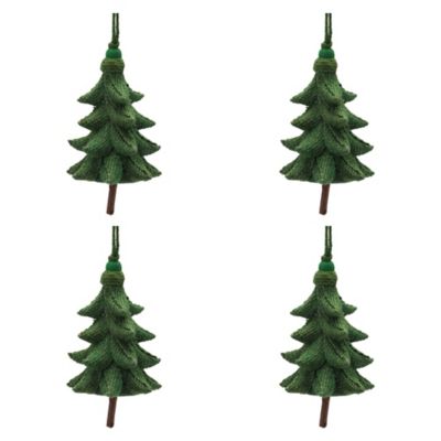 Melrose International Rustic Tree Ornaments, 4 pc. 5.5 in. Plastic with Jute Hangers