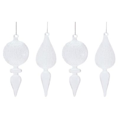 Melrose International Frosted Textured Glass Finial Ornament, 4 pc.