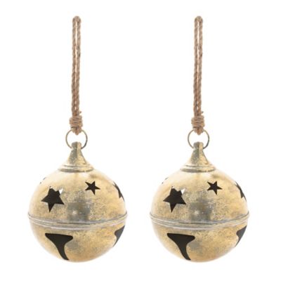 Melrose International Distressed Metal Bell Ornament, 2 pc.