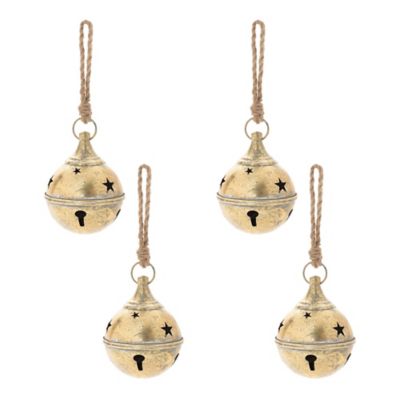 Melrose International Distressed Metal Bell Ornament, 4 pk.