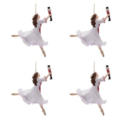 Melrose International Ballerina and Nutcracker Ornament Set of 4, 5.75 in. H Resin