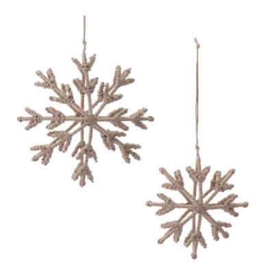 Melrose International Iron and Jute Snowflake Ornament, 4 pc. 4 in. & 5 in. H