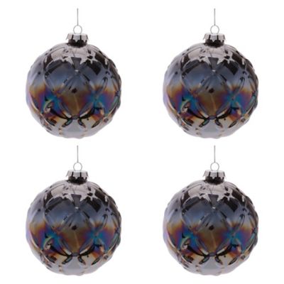 Melrose International Glass Ball Ornament Set of 4, 5 in.