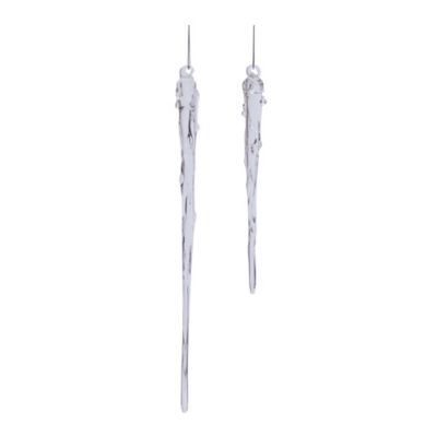 Melrose International Glass Dripping Icicle Ornament, Set of 6