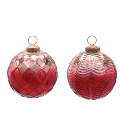 Melrose International Glass Ball Ornament, Set of 2, 4 in.