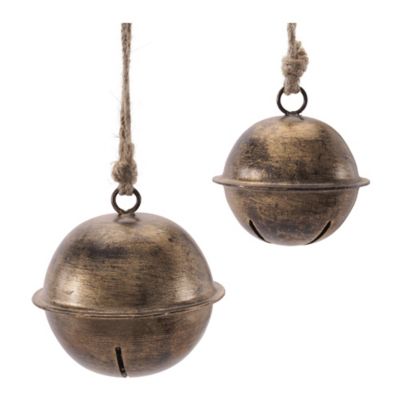 Melrose International Iron and Jute Bell Ornament, 8 pc. 3 in. & 4 in. D