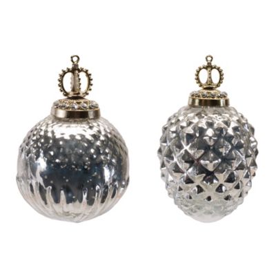Melrose International Glass Ornament Set of 2 - 3 in.D, 3.5 in.H