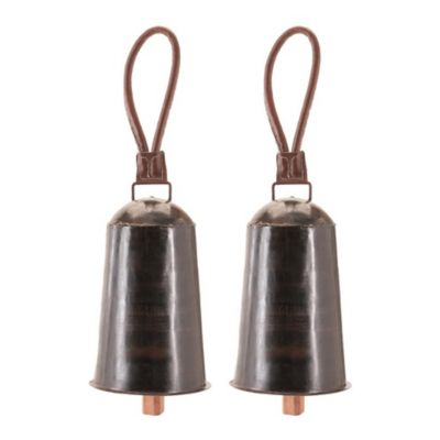 Melrose International Rustic Iron Hanging Bell with Leather Strap, 2 pc.