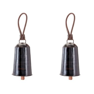 Melrose International Iron and Leather Bell, 2 pc. 8 in. H