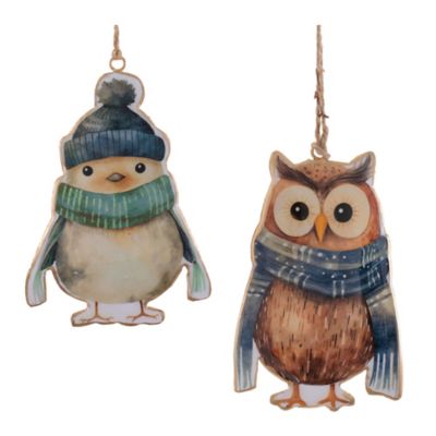 Melrose International Iron Winter Owl and Bird Ornament, 6 pc.