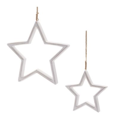 Melrose International Carved Wooden Star Ornament, 2 pc.