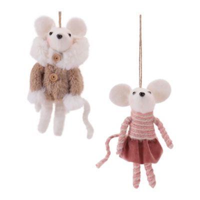Melrose International Plush Mouse Ornament, 2 pk.