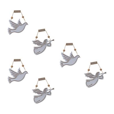 Melrose International Wood Dove and Angel Sentiment Ornament, 6 pk.