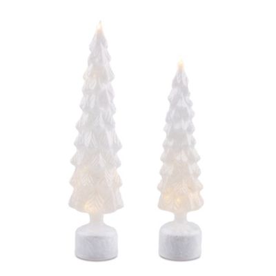 Melrose International Rotating LED Glass Christmas Tree, Set of 2