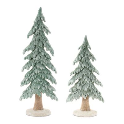 Melrose International Glittered Winter Pine Tree, Set of 2